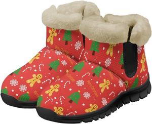 Женские зимние ботинки Jeiento с мехом, утепленные, уличные ботильоны, Christmas Gingerbread Man