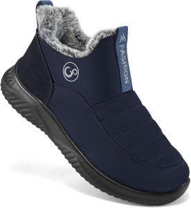 Женские зимние ботинки с мехом, теплые утепленные ботильоны на липучке, водонепроницаемые ботинки с противоскользящей подошвой Alicegana, Blue