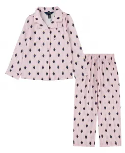 Детский комплект пижамы для девочек 7-16 лет: поло с медвежонком и длинные брюки Polo Ralph Lauren, розовый