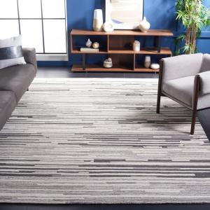 Ковер SAFAVIEH, 183 x 275 см, коллекции Fifth Avenue - Natural & Grey, ручной работы, современный полосатый, шерсть, идеально для помещений с высокой проходимостью в гостиной, спальне (FTV132B)