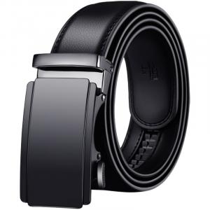 Ремень мужской из спилка бычьей кожи 35CM WARRIOR, elegant черный[smooth automatic buckle, easier to wear]