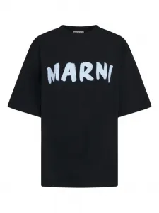 Футболка с круглым вырезом и принтом-логотипом Marni, черный