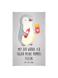 Mr. & Mrs. Panda Туалетное полотенце для гостей, картофель фри в виде пингвинов с надписью пастельно-серого цвета
