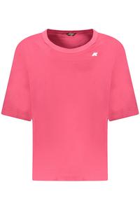 Футболка женская K-Way хлопковая с широким вырезом и логотипом, розовый
