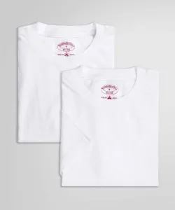 Комплект из двух хлопковых футболок с круглым вырезом, произведено в США Brooks Brothers, цвет White