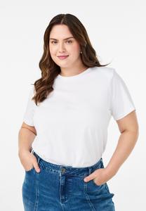 Футболка Zizzi MIT SCHULTERPOLSTERN, Bright White/White