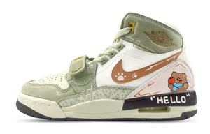 Jordan Легаси 312 амортизирующие противоскользящие и износостойкие высокие винтажные баскетбольные кроссовки GS зеленый коричневый - зеленый коричневый, цвет Green Brown