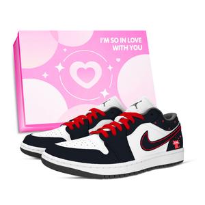 Jordan Кроссовки Air 1 Pink Eyed Sweetie устойчивые к истиранию низкие винтажные баскетбольные Unisex Black Red