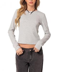 Вафельный топ с длинными рукавами Edikted Marny, серый