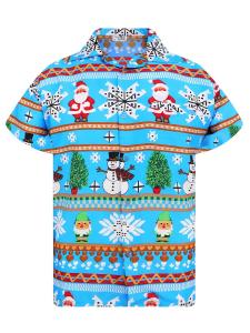 Рубашка на пуговицах классического кроя King Kameha Christmas Rows, светло-голубой