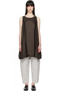 Коричневое нейлоновое объемное мини-платье AMOMENTO