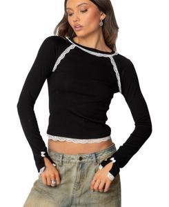 Женская ребристая блузка Edith Lacey Edikted, Black-and-white