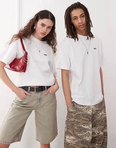 Футболка свободного кроя Vans с логотипом на левой стороне груди белого цвета - БЕЛЫЙ