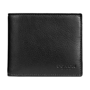 COACH Трёхсекционный кошелёк из гладкой телячьей кожи миниатюрный мужской чёрный