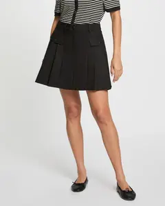 Плиссированная короткая юбка Morgan, черный
