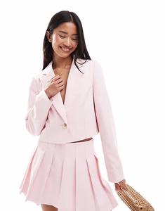 Укороченный жакет на одну пуговицу розового цвета Miss Selfridge