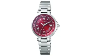 CITIZEN Часы Solar Quartz Movement Stainless Steel Strap Watch Women's Watch Red Watch Dial, Red Watch Dial