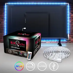Светодиодная лента LED для телевизора, подсветка 2 м, USB, RGB, самоклеящаяся B.K.Licht, белый