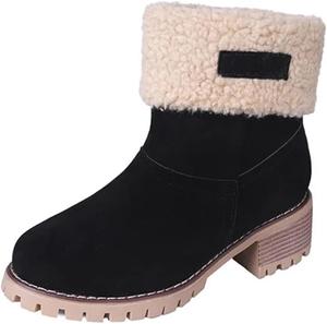 Женские зимние ботинки с мехом, теплые снежные ботинки, женские теплые ботильоны, удобная обувь на каждый день, повседневные женские ботинки Generic, Black
