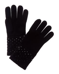 Перчатки Forte Cashmere Texture Crystal из смеси шерсти и кашемира, черный