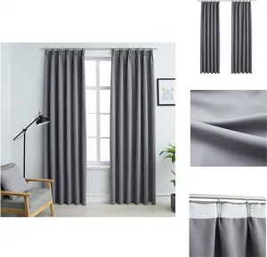 Плотные шторы с крючками, 2 шт., серые, 140 x 175 см - Шторы и портьеры vidaXL