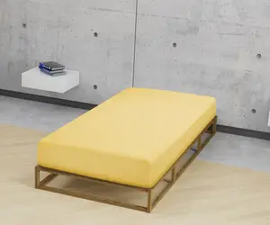 Простынь Biberna на подгонке " Thea в размере. 90х220, 140х220 или 180х220 см", из хлопка, для матрасов высотой до 25 см, простынь плоская, простыня на подгонке 120-130х200-220 см, 1 шт., цвет gelb