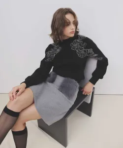 Мини-юбка с меховой отделкой и разнообразными карманами Noela, цвет Gray