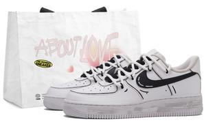 Nike Кроссовки для скейтбординга Air Force 1 Vintage Comic низкие унисекс Black White Gray