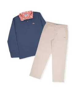 Комплект одежды для мальчиков с длинным рукавом и застежкой-четверть Tommy Bahama, синий