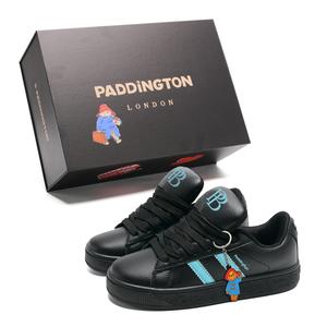 Paddington Bears Износостойкие и легкие низкие скейтерские кроссовки унисекс черные с бесплатной пряжкой в виде медвежонка Паддингтона