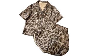 Пижамный комплект с коротким рукавом и монограммой Ff FENDI, Coffee