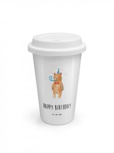 Mr. & Mrs. Panda Термокружка с надписью "Медведь" на день рождения, белая