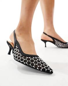 Туфли SEQWL Wide Fit Maybach с декоративным каблуком-рюмочкой, черного цвета