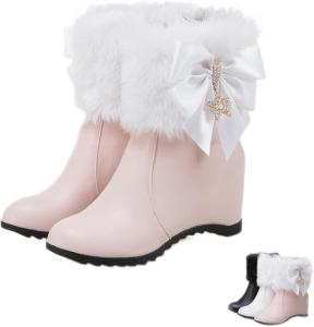 Женские модные зимние ботинки, модные ботинки на танкетке с увеличением роста, женские ботинки в британском стиле, повседневная обувь с внутренним увеличением роста HoukiG, Pink