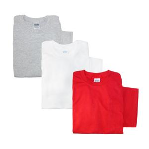 Мужская хлопковая футболка с круглым вырезом (упаковка из 3 шт.) Gildan, серый/красный/белый
