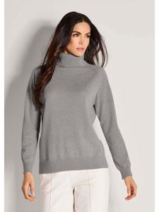 MADELEINE Свитер с высоким воротником и ребристой вязкой, серо-меланжевого цвета