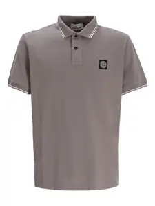 Хлопковая рубашка-поло с нашивкой-логотипом Stone Island, коричневый