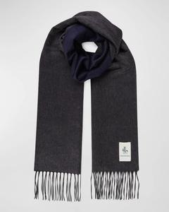 Мужской двухцветный шарф из кашемира и шелка Piacenza, цвет Charcoal Navy