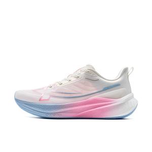 Женские кроссовки для бега с низким верхом, амортизацией, противоскользящим и износостойким покрытием, 2000 км 3.0, плавный рисунок сакуры XTEP, Classic White/Fluorescent Cherry Pink/Moon Blue