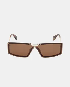 Солнцезащитные очки женские прямоугольные из черного металла Max Mara, золотой