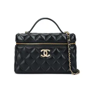 CHANEL Барабанная кожаная сумка через плечо, женская черная