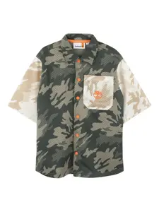Рубашка из камуфляжной сетки Timberland Kids, зеленый