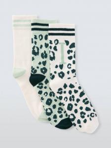 Носки до щиколотки с принтом звериного алфавита John Lewis, I, Pack of 3, Green