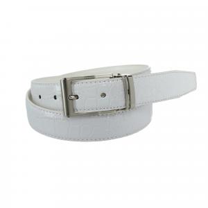 Большой и высокий кожаный ремень для платья с крокодиловым принтом и пряжкой-зажимом CTM, белый