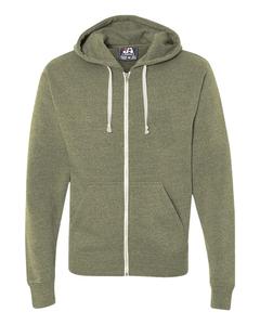 Толстовка Triblend Full-Zip с капюшоном J. America, цвет olive triblend
