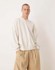 Толстовка ASOS DESIGN оверсайз с воротником на пуговицах белого цвета