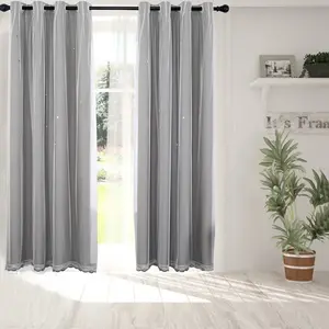 Плотные шторы Star, однотонные двухслойные шторы в полоску, 2 полотна (52*96 дюймов, серые) ele eleoption