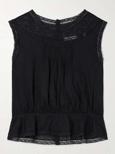 Топ Lilibet из органического хлопка с вуалью и кружевной отделкой, защипами Dôen, черный