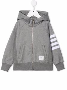 Полосатое худи на молнии Thom Browne Kids, серый