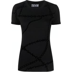 Футболка с принтом и круглым вырезом VERSACE JEANS COUTURE, черный